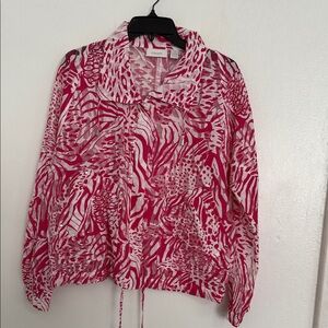Chico's Pink and White Patterned Blouse